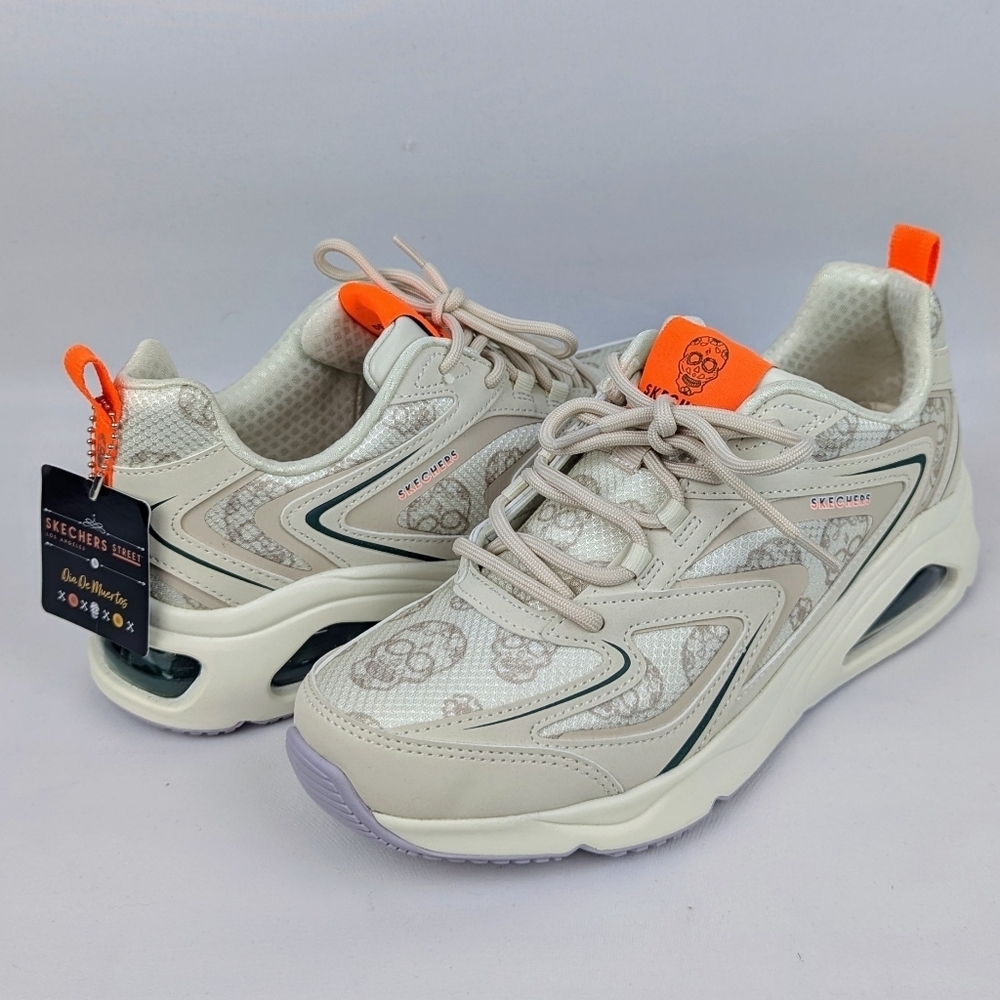 Skechers Street Sneaker Tres Air Uno Dia De Muertos Lace Up Natural 7.5 NWT